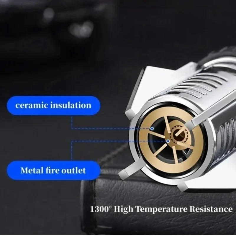 Windproof Lightsaber Jet Torch Lighter with 360° Upside-Down Ignition Safety Lock Refillable Big Flame Butane Gas Torch for BBQ