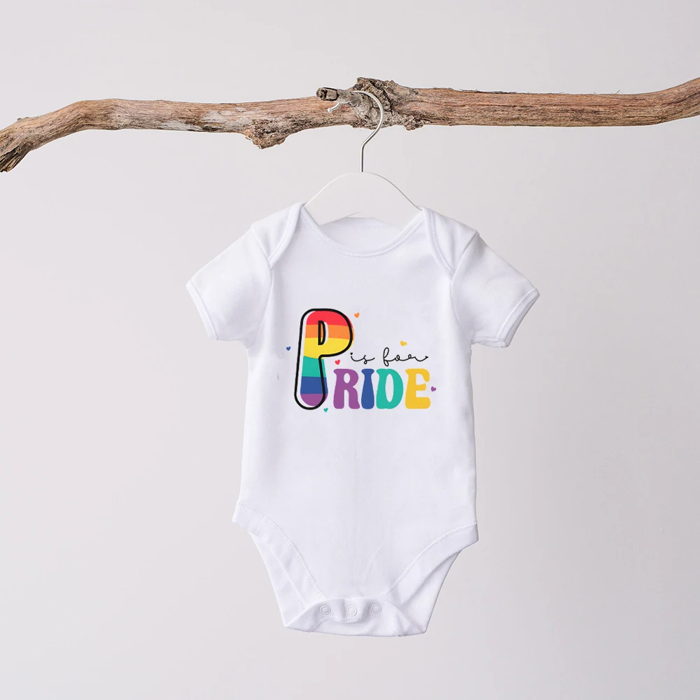 

Pride Is Love Print Baby Romper Casual Comfy Loose Infant Bodysuit Short Sleeve Fashion Newborn Jumpsuit Pride Month Clothing