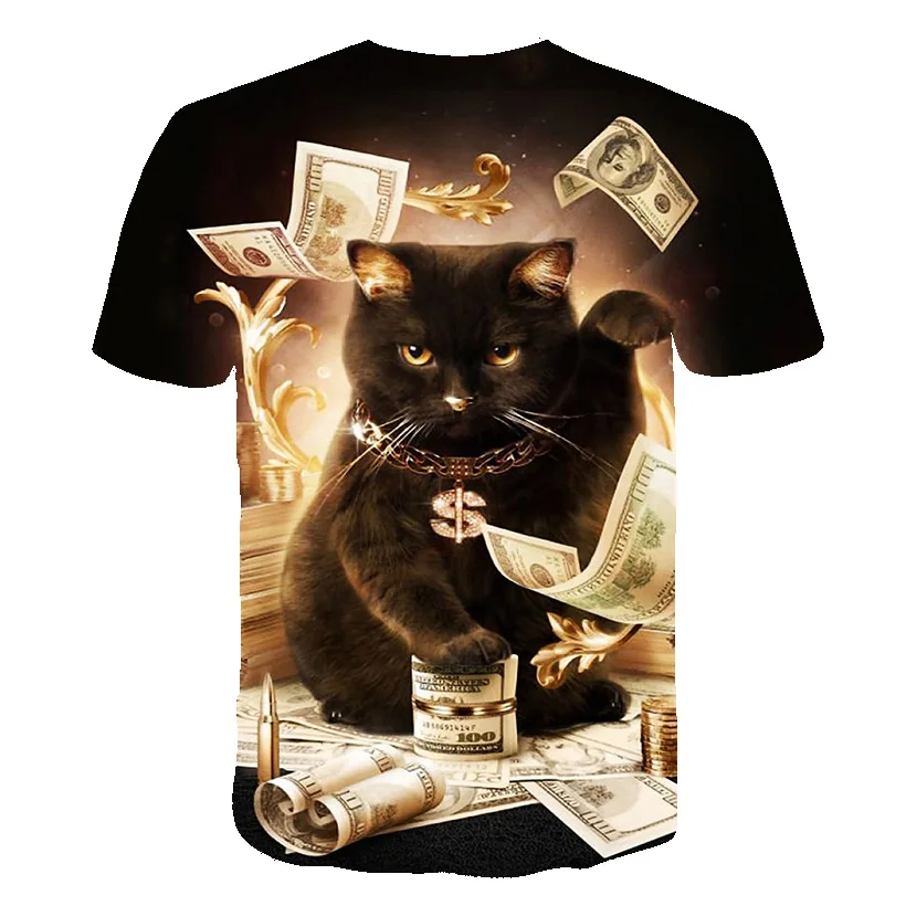 2023 Hot Sale Galaxy Space 3D T-shirt Lightning Cat Funny Printed T Shirt Men Women Fashion Casual Short Sleeve Summer Tshirt