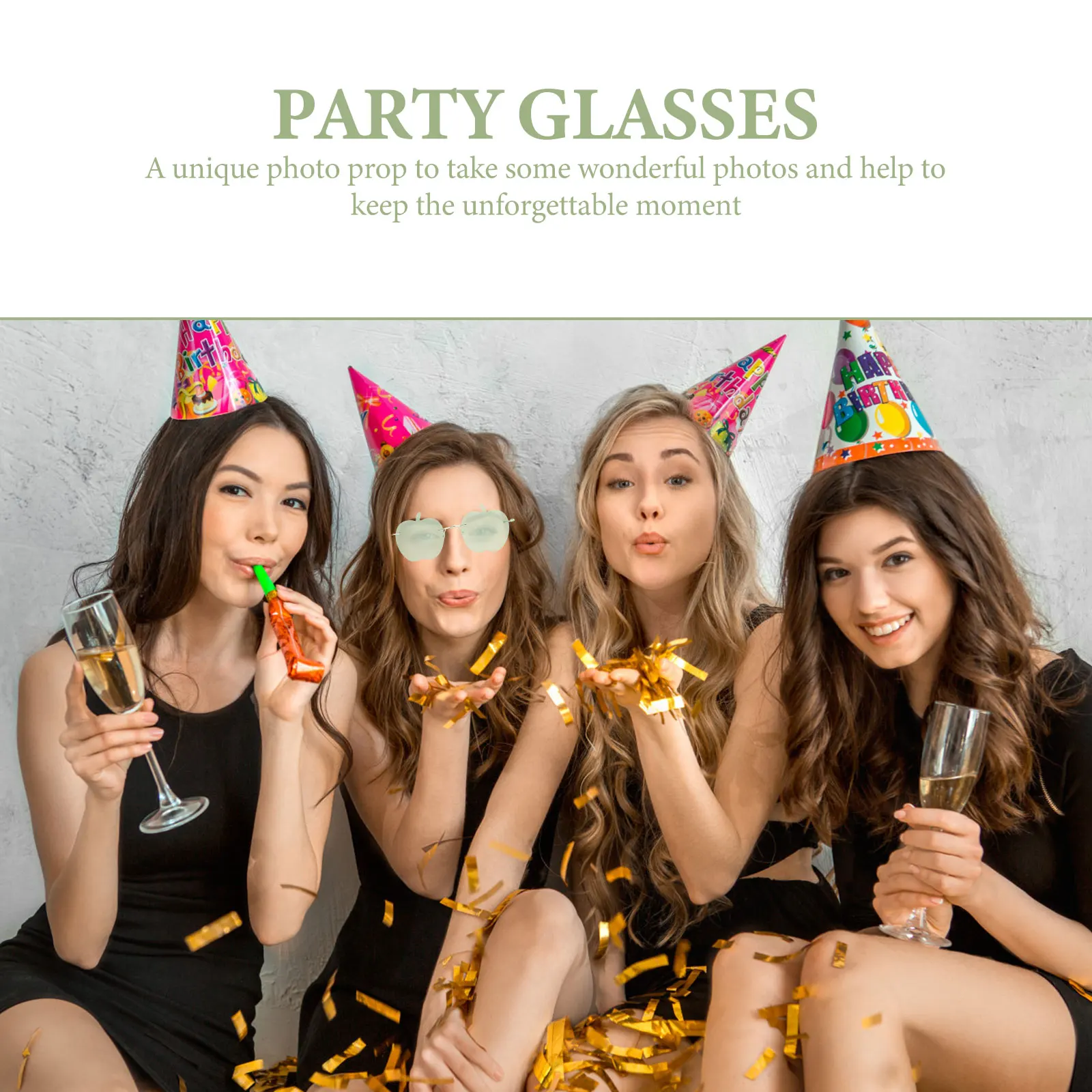 

Rimless Sunglasses Eyewear Women Men Fashion Party Trendy PC Frameless Creative Design Fun Apple Shape Travel Beach Gifts