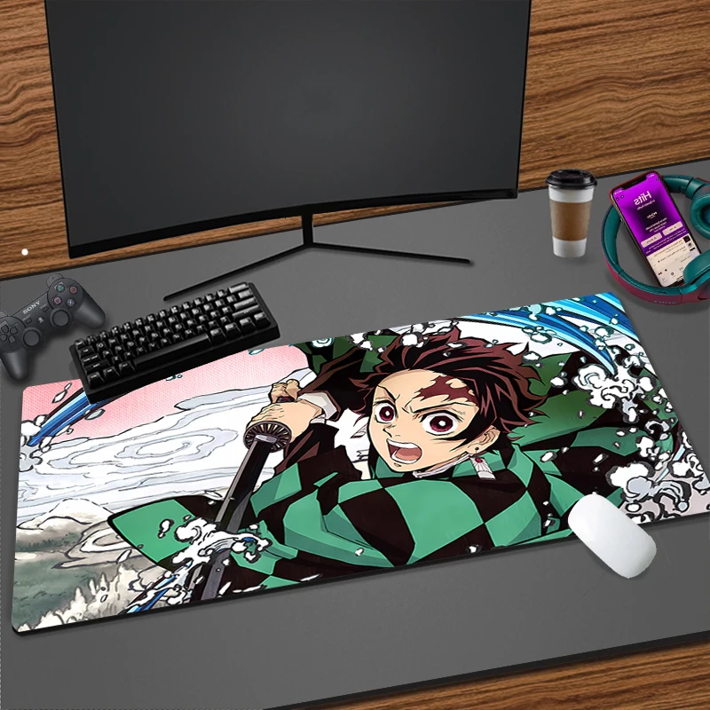 

Mouse Pad D-demon Slayer Tanjiro rubber table Large Gamer xxl Desk mat Computer keyboard gaming accessories carpet mousepad