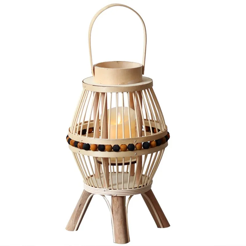 

New Chinese handmade wooden candle holder hotel storefront, garden courtyard decoration, wind lamp, floor ornament props
