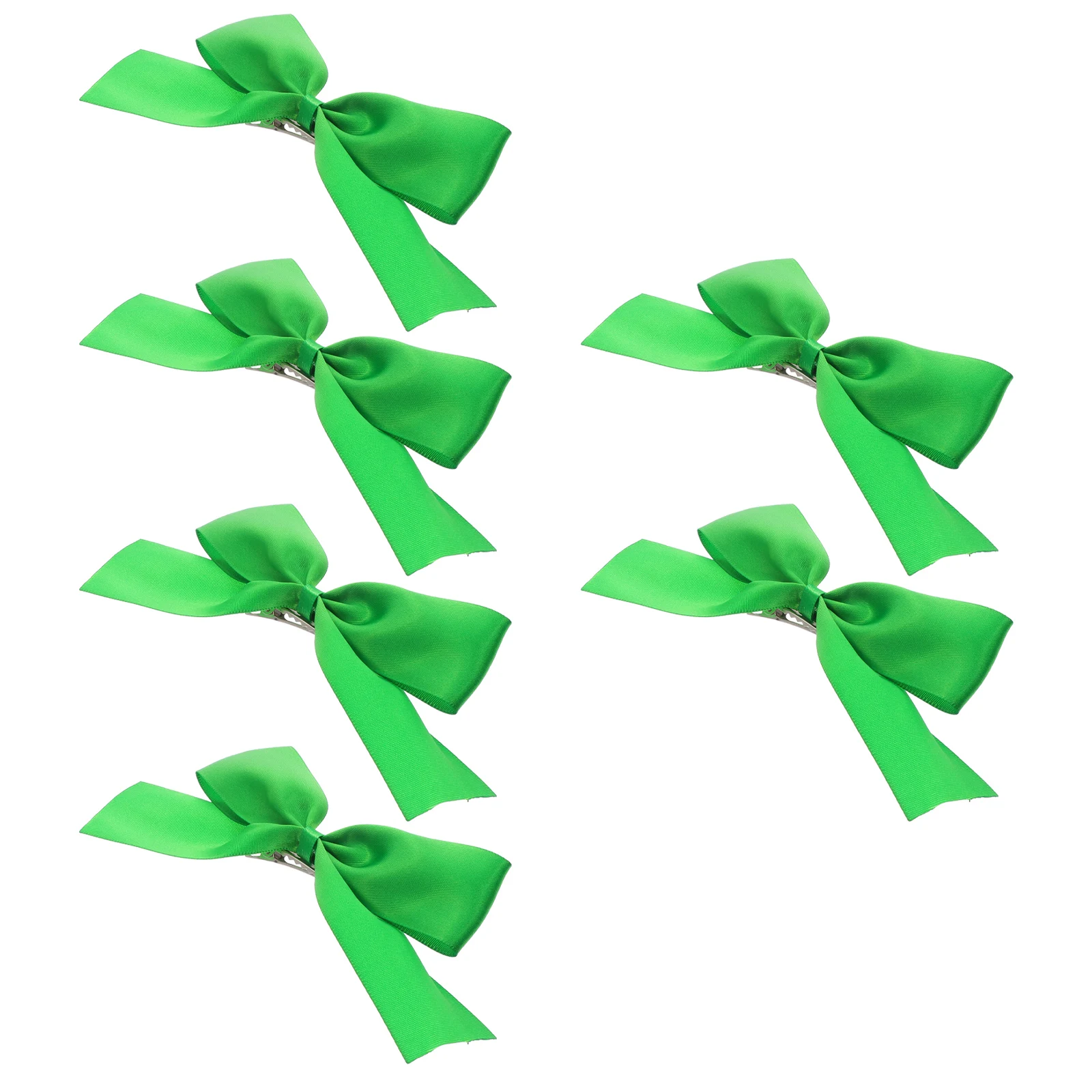 

6 Pcs Green Ribbon Hair Clips Kids Accessories Durable Comfortable Patrick Day Photo Prop Stylish Barrette Holiday Headdress