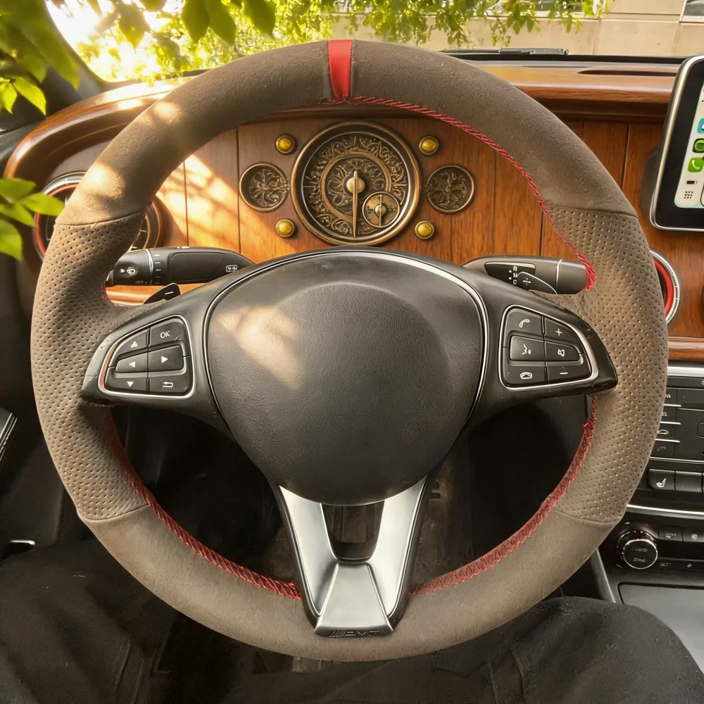 

Custom DIY Car Steering Wheel Cover Suede For Mercedes Benz W176 W246 W205 C117 C218 X218 W213 X156 X253 W166 X166 EQV W447