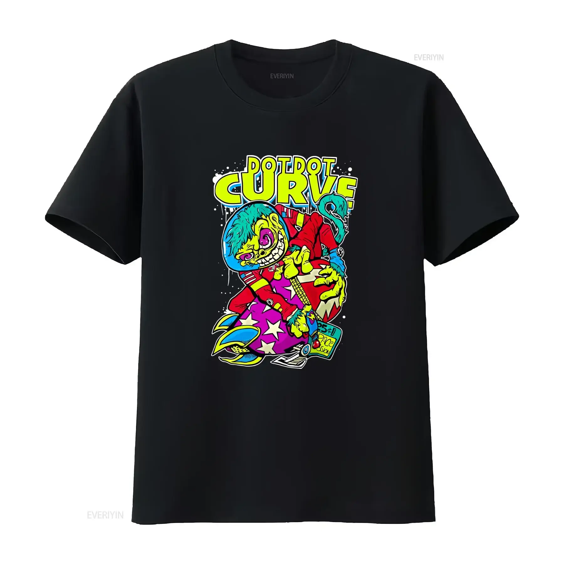 Vtg DOT CURVE Band Cotton Blue Full Size T Shirt Retro Cartoon Astronaut Design J602 vintage Washed graphic Unisex Casual