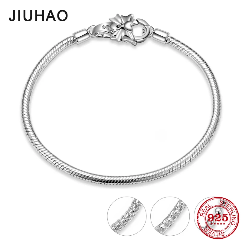 Heart Bow Charm Bracelets for Women Jewelry 925 Sterling Silver 4 Styles Bracelet Chain Lobster Clasp Beads Bracelets on Hand