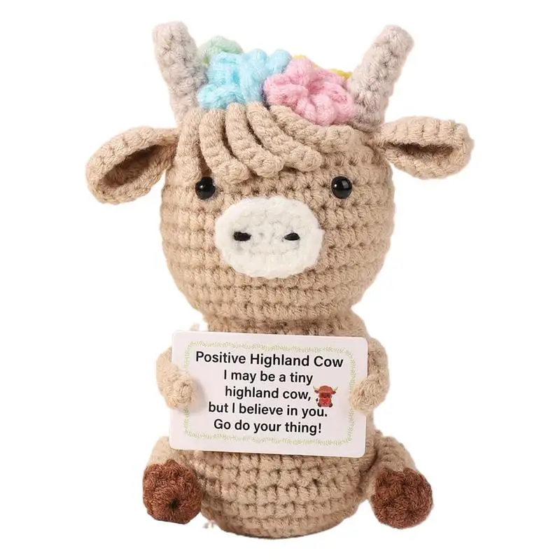 Emotional Support Animal Multipurpose Highland Cow Crochet Emotional Support Cow Small Positive Crochet Doll Decorative