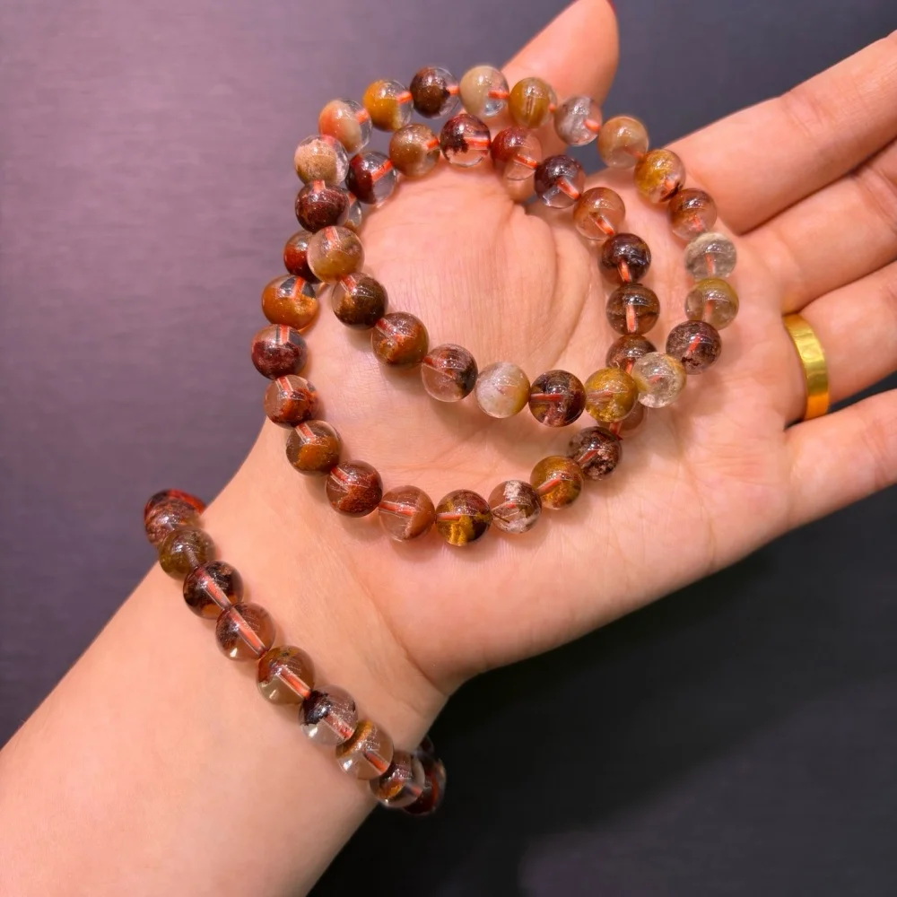 8-9mm Natural Rose Garden Quartz Bracelet Fashion Women Healing Jewelry Gemstone Reiki Energy Stone Holiday Gift 1pcs
