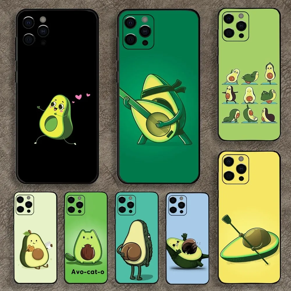 

Funny Cartoon Avocado Fruit Phone Case For Apple iPhone 15,14,13,12,11,Pro,X,XS,Max,XR,Plus,Mini Soft Black Cover