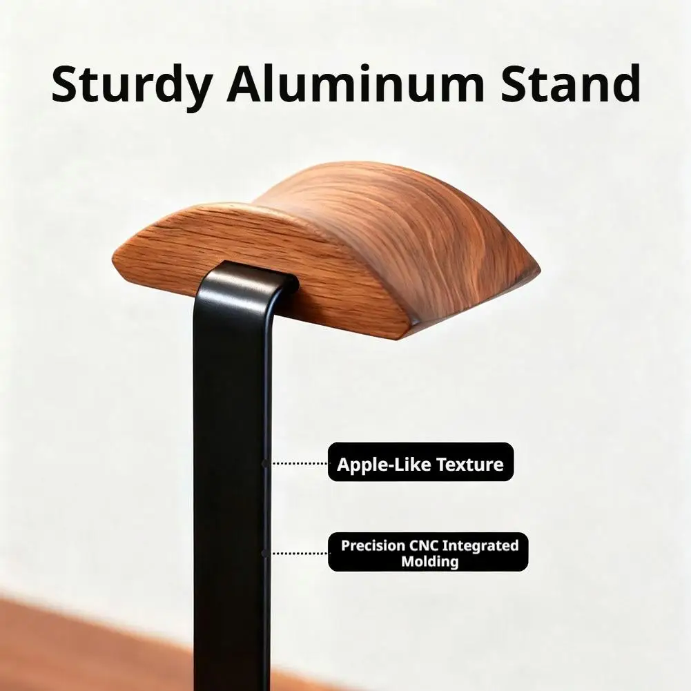 Walnut Headphone Stand Stores Desktop Items Desktop Storage Stand Non-Slip Base Suitable for Most Headphone Models view 3