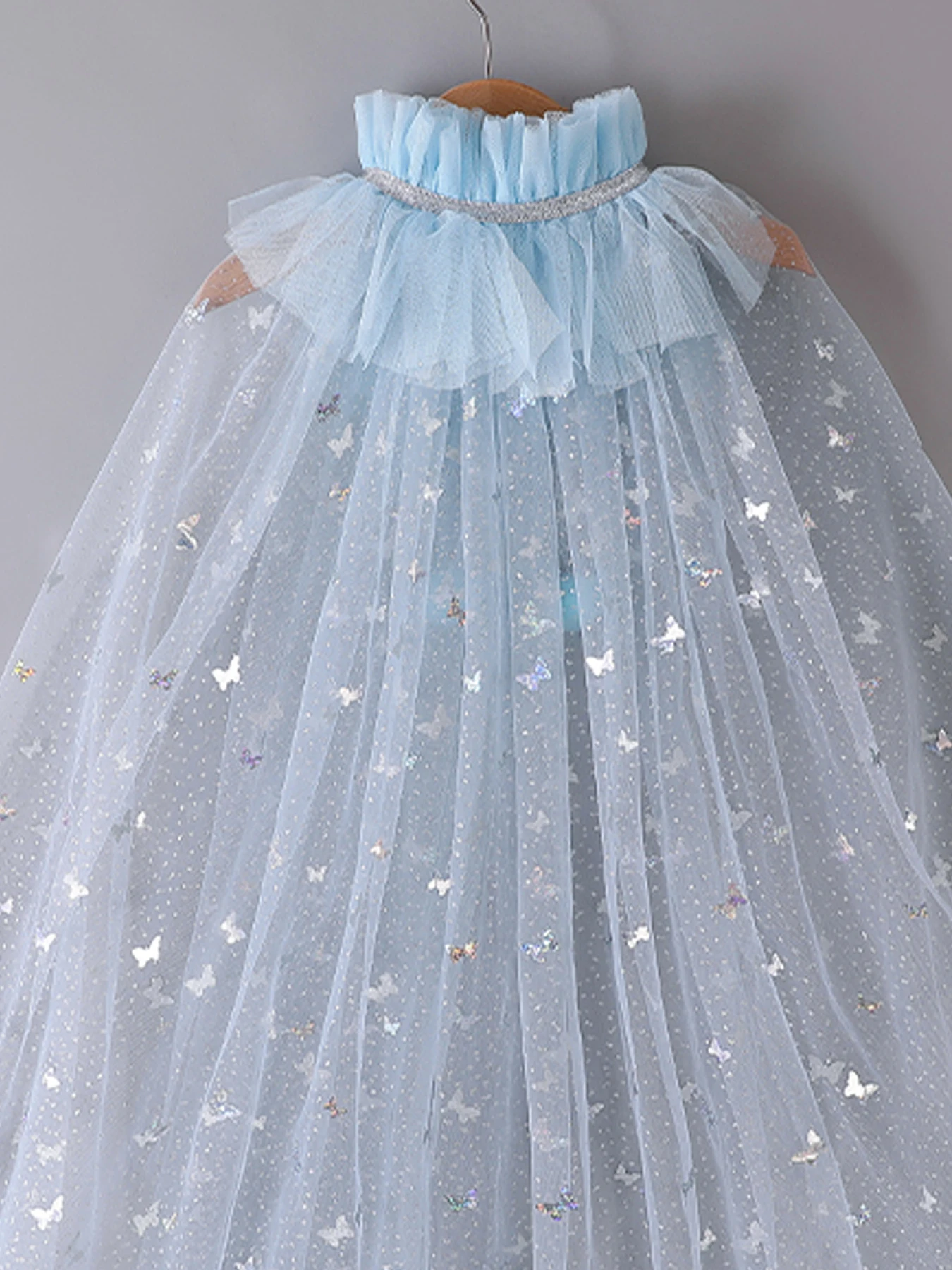 Summer Girl Princess Party Accessories Cloak Snow Queen Elsa Anna Costume Cape Rapunzel Sequins Tulle Halloween Mantle