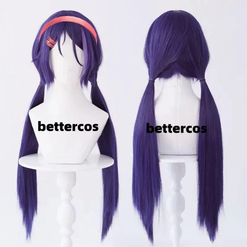 Peruka do Cosplayu MiSide Crazy 60cm Niebiesko-Fioletowa Mieszana Peruka z Kucykiem Mita Anime Cosplay Odporna na Ciepło Syntetyczne Włosy