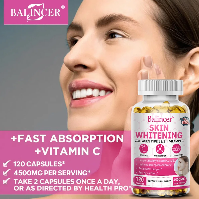 L-Glutathione & Hydrolyzed Collagen Capsules with Biotin, Natural Antioxidant Daily Skin Hair Nail Joint Wellness Supplement