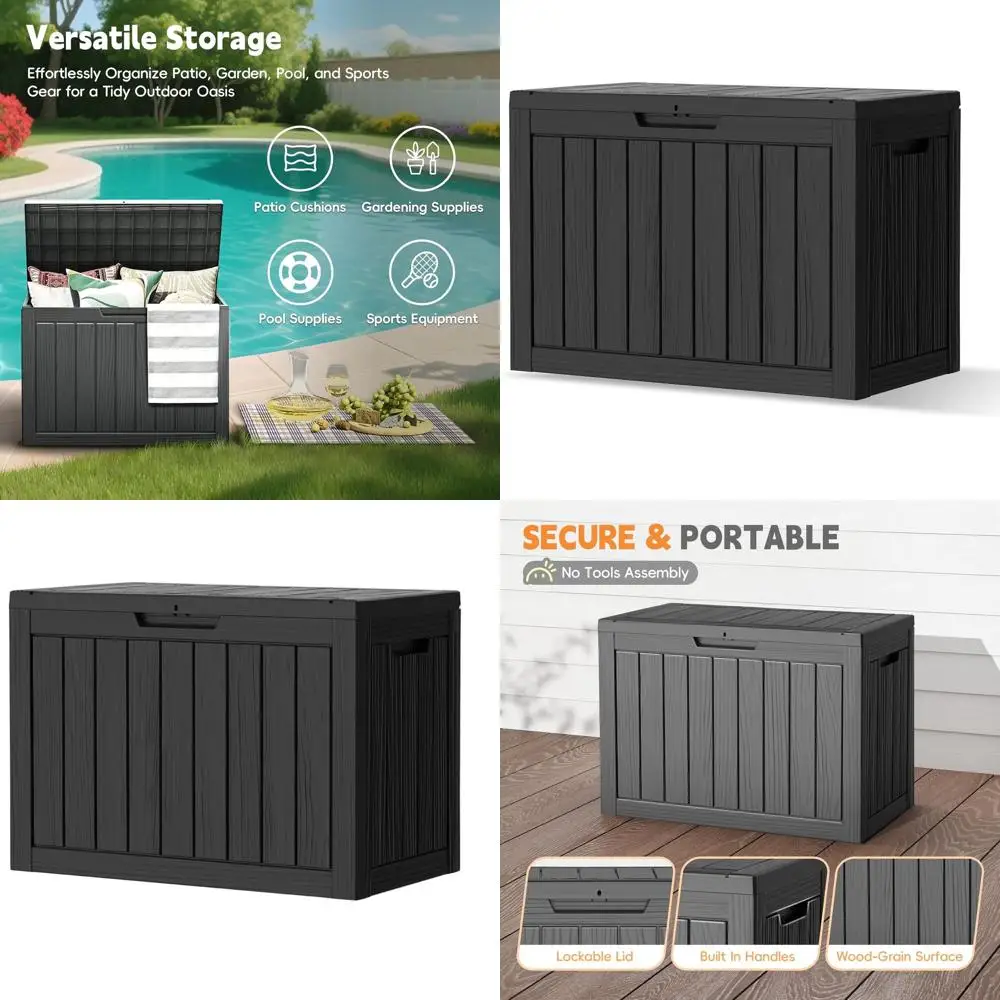 

50 Gallon Weatherproof Resin Outdoor Storage Box for Patio, Cushions, and Pool Accessories