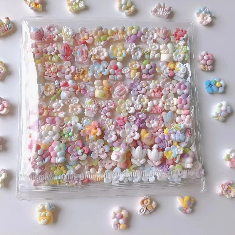 50/100pcs Kawaii Animal Mini Flower Squishy Toy Silicone Soft Colorful Animal Flower Mochi Stress Relief Squeeze Toys