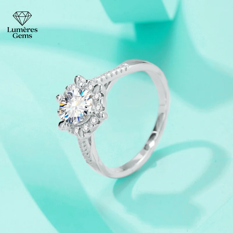 Lumière Gems Platinum PT950 Morganite Diamond Six-prong Ring - Women's Simple, Fashionable, Compact, Exquisite, Luxury Closed De