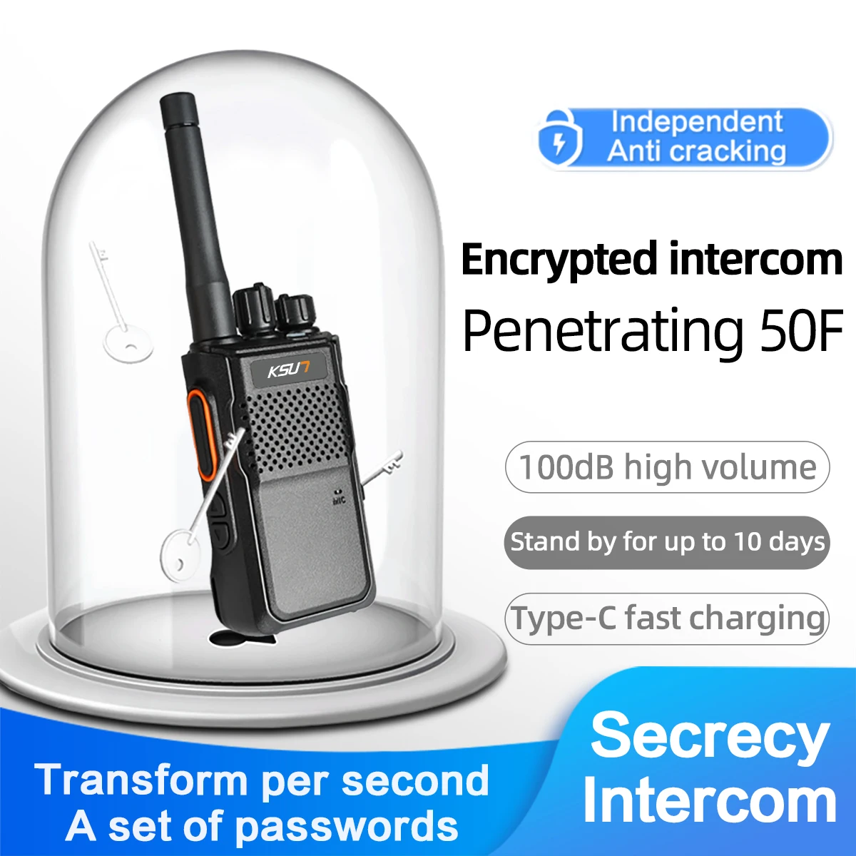 KSUN Encrypted Woki Toki Prevent Decoded Handheld Two Way Radio Walkie Talkie for Civilian Commercial