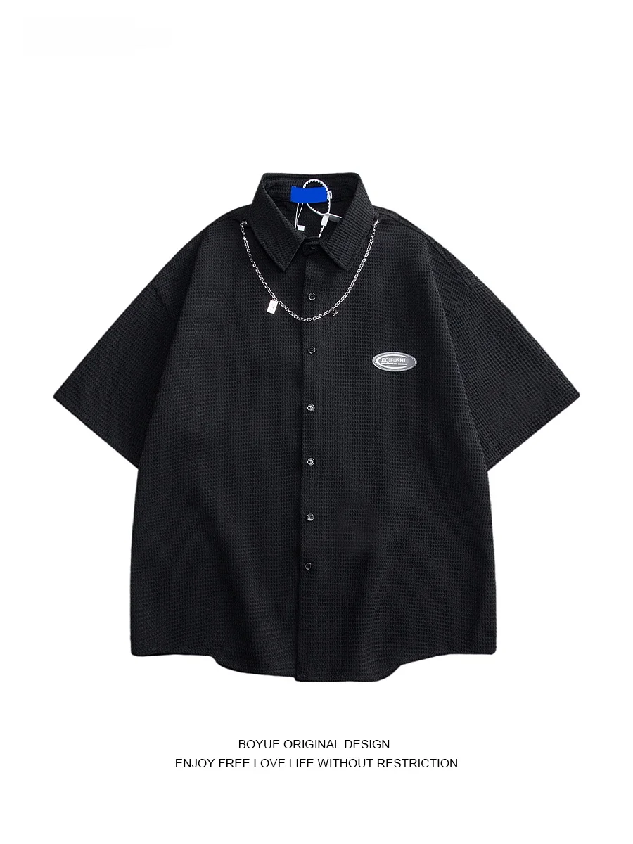 

Молодежная летняя повседневная футболка Boyue Hong Kong в стиле ретро с ошейником, унисекс, для студентов, универсальная, молодежная культура