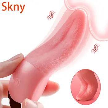 Vibrador para lamer lengua de 10 modos para mujer, consolador estimulador del clítoris del punto G, pezón, masturbador femenino, vibradores, Juguetes sexuales para adultos