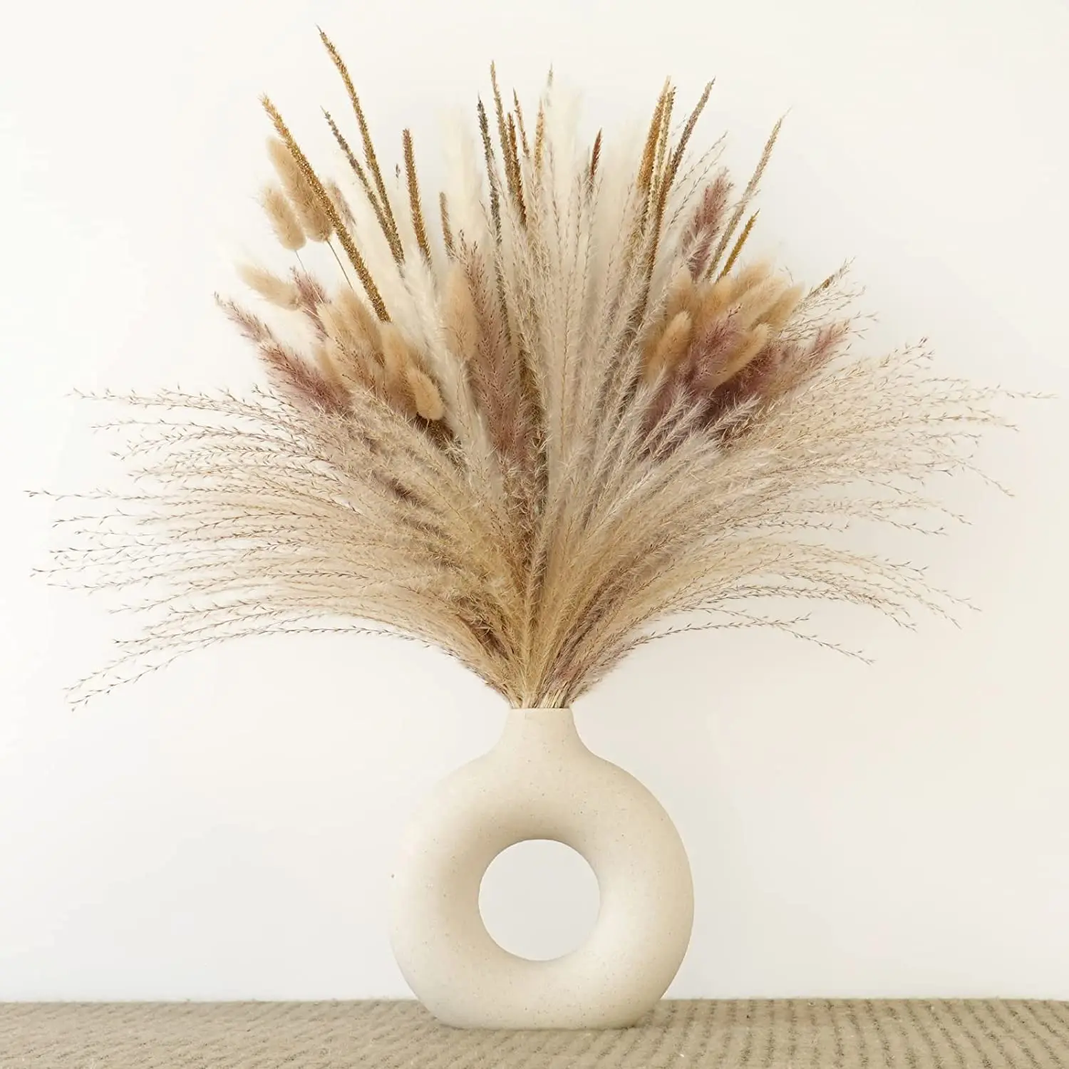

120PCS Phragmite Dried Flowers Natural Pampa Grass Bouquet DIY Artificial Flower Plant Bouquet Home Living Room Wedding Decor
