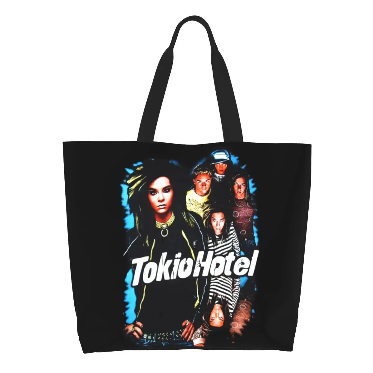 

Custom Cute Print Tokio Hotel German Rock Band Tote Shopping Bags Washable Canvas Shoulder Shopper Pop Rock Handbag