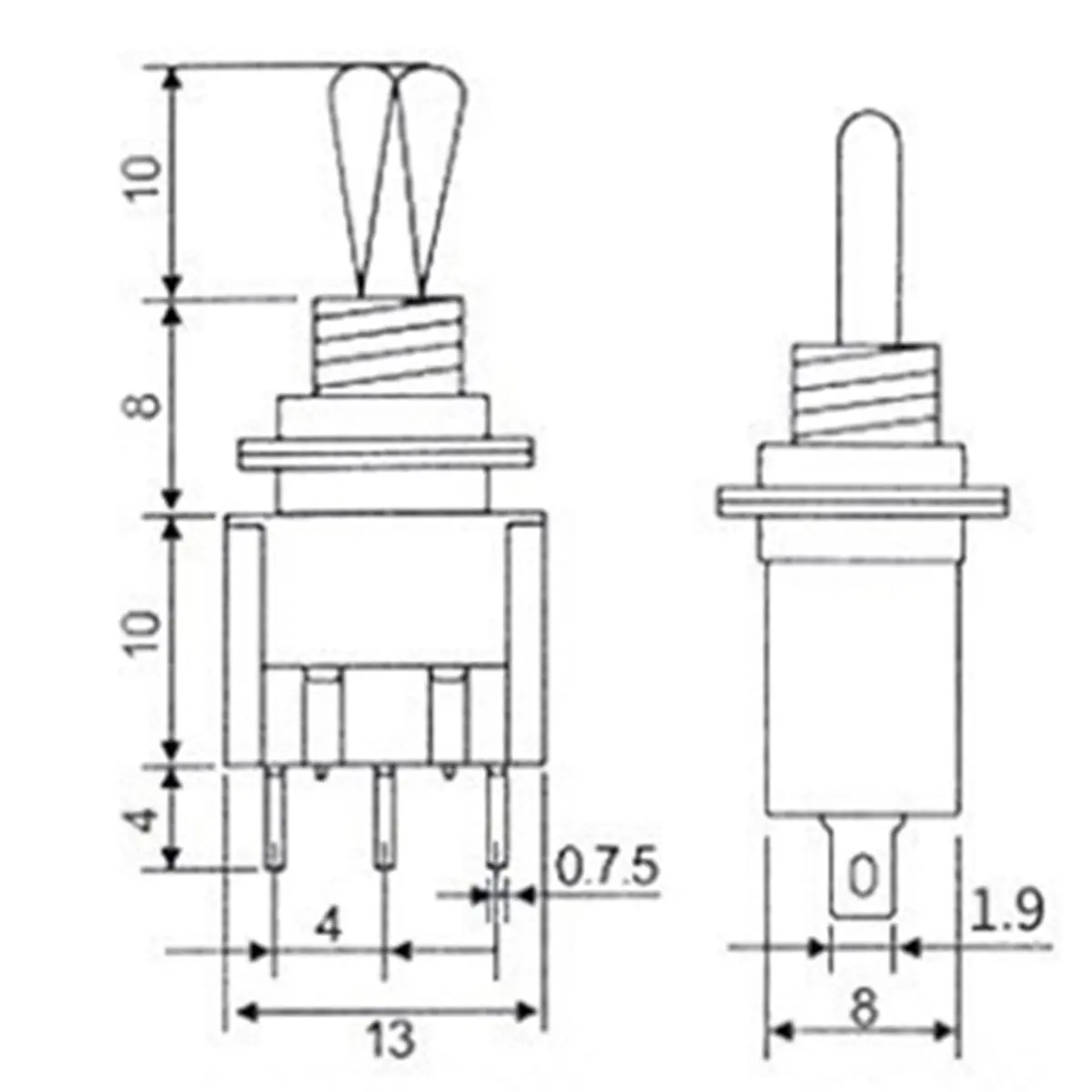 Promotion 10Pcs DIY Toggle Switch on OFF on Miniature Toggle Switch 3-Pin 3 Position 6A 125V AC Toggle Switch -103