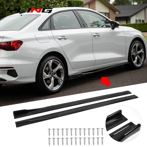 2013+ Audi 액세서리 A3 A4 A5 S-Line RS3 8V 세단 페인트 광택 블랙 사이드 스커트 확장 스플리터 로커 패널