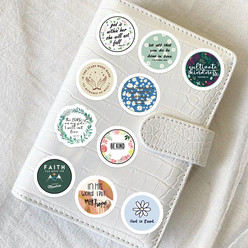 500Pcs/Roll Bible Motivational Phrases Cartoon Stickers Jesus Inspiration Decals Laptop Luggage Skateboard Guitar Decor Sticker