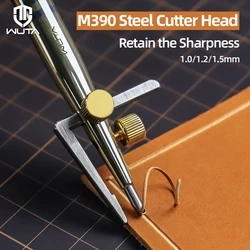WUTA Professional 3 in 1 Leather Groover Tool Set M390 Steel Head Adjustable Edge Crease Stitching Groover DIY Leather Tools