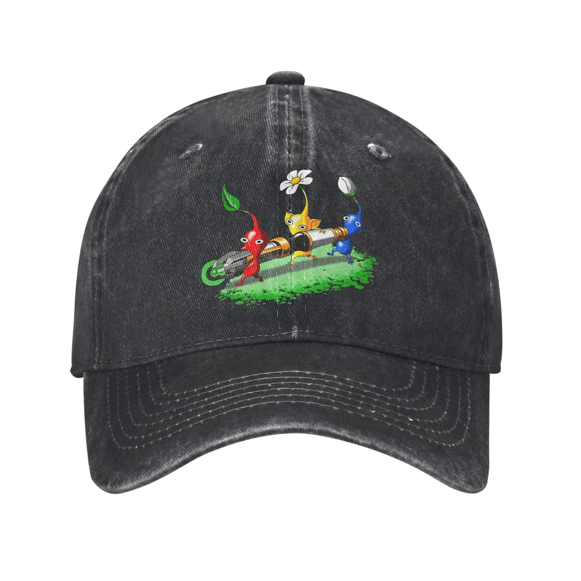 Cute Pikmins  Washed Baseball Cap  y2k Retro Sun Hip Hop Hats Summer Couple Women Tennis Skate Baseball Caps