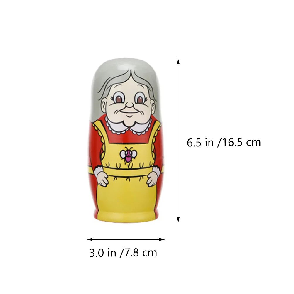 Conjunto de nidificação matryoshka de madeira colorida, 6 peças, adorável, desenho animado, ornamento artesanal para quarto de crianças, decoração de escritório, casa, brinquedo de nidificação