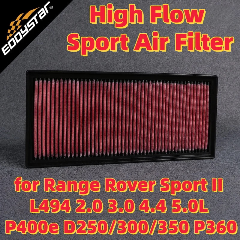 

Спортивный воздушный фильтр с высоким расходом для Range Rover Sport II L494 2,0 3,0 4,4 5,0 л P400e D250/300/350 P360 Моющиеся гоночные впускные фильтры