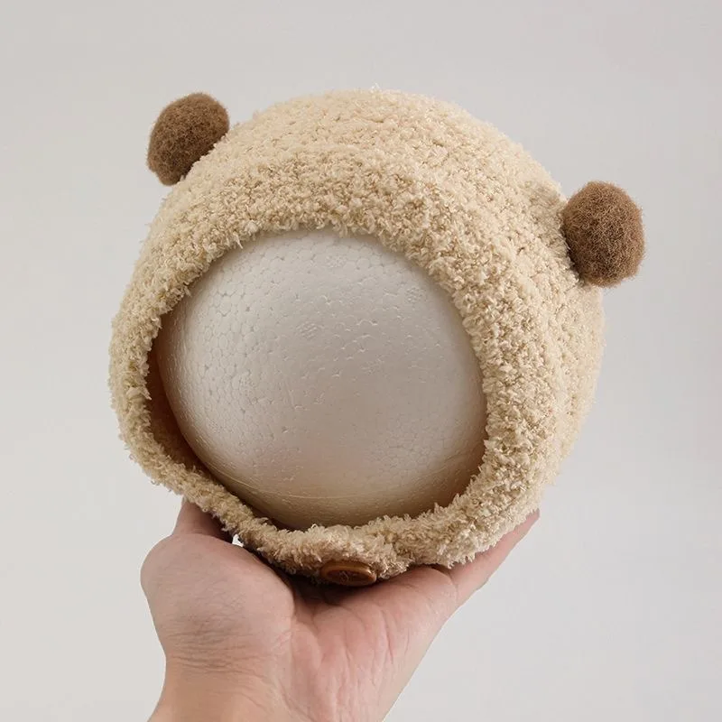 

Winter Baby Hat with Ear Flaps, Warm Fleece Wool Knit Cap with Pom Pom for Boys Girls Newborn Infant, Soft Solid Kids Bonnet