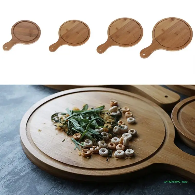 Robustes, rundes Pizzapaddel-Servierbrett aus Holz zum Schälen und Schneiden von Tabletts in 4 Größen