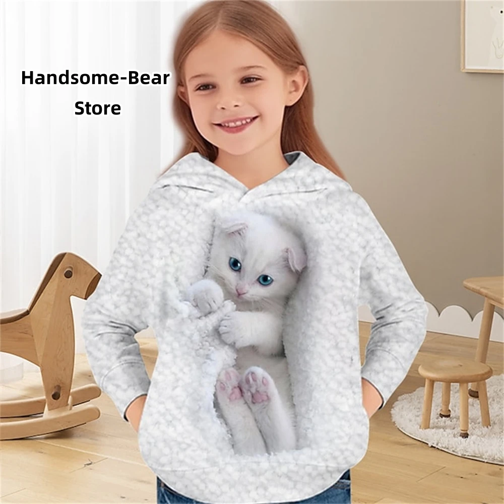 

2024 Baby Autumn Clothes Funny Cat Print Hoodies Child Sweatshirt Fashion Clothes Child Boy Top Outdoor Clothes for Children Top