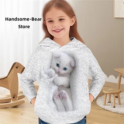2024 Baby Autumn Clothes Funny Cat Print Hoodies Child Sweatshirt Fashion Clothes Child Boy Top Outdoor Clothes for Children Top