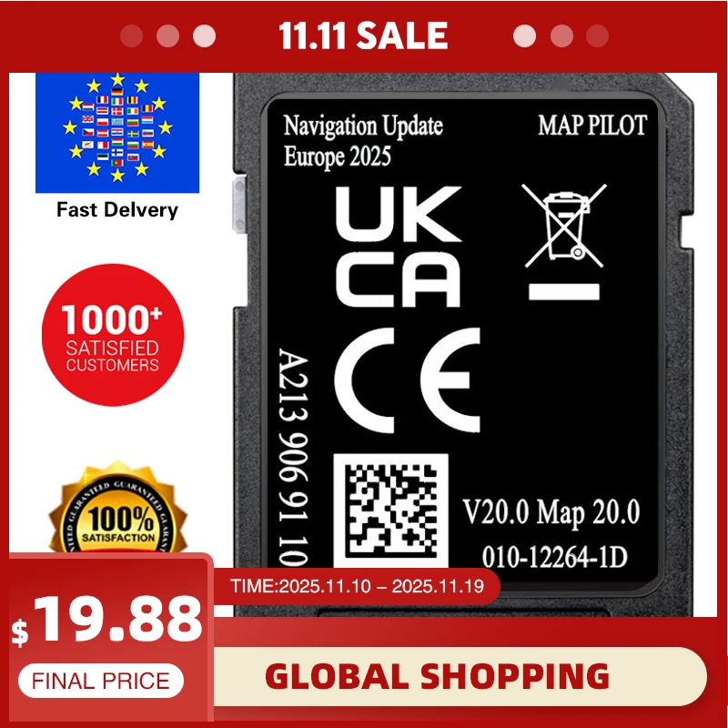 

2025 for Mercedes GLC/C/E/V/X-class Car Garmin system GPS Map Sat Nav SD Card A2139069110 V20 NTG5.0 Full EU maps Version