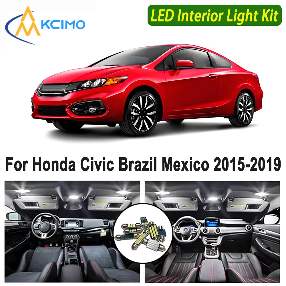 

Kcimo LED For Honda Civic Brazil Mexico Chile (2015-2019) Premium Bright LED Interior Dome Map Trunk Light Kit Car Led Lamps