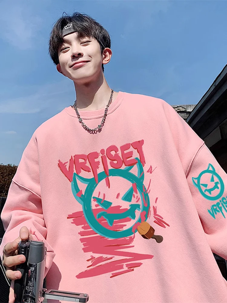 

Мужская толстовка American Sle Spring Autumn с круглым вырезом, в стиле хип-хоп, для старшеклассников, модная, брендовая, свободного кроя, с принтом