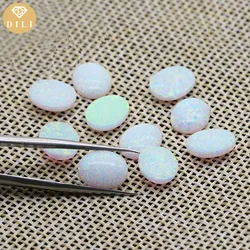 10pcs/Lot 2x3mm-10x12mm Oval Shape Opal Loose Lab Created Gems Flat Back OP17 White Cabochon Opal Stones For Jewelry Making