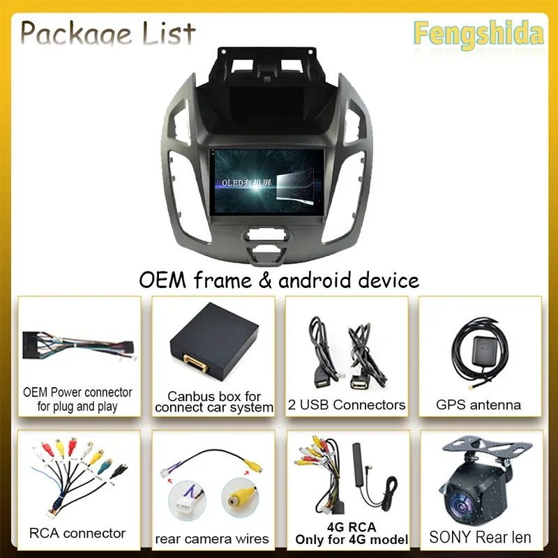 For FORD Transit Connect Tourneo Connect 2014 - 2019 Android auto Radio Multimedia GPS Car Video Navigation carplay NO 2din DVD