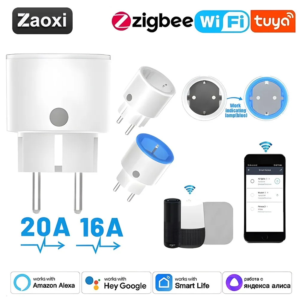 

WIFI Bluetooth Smart Timer Switch Socket 16A AC85-265V Alexa Google Home Voice Assistant APP Remote Control Smart Socket EU-Plug