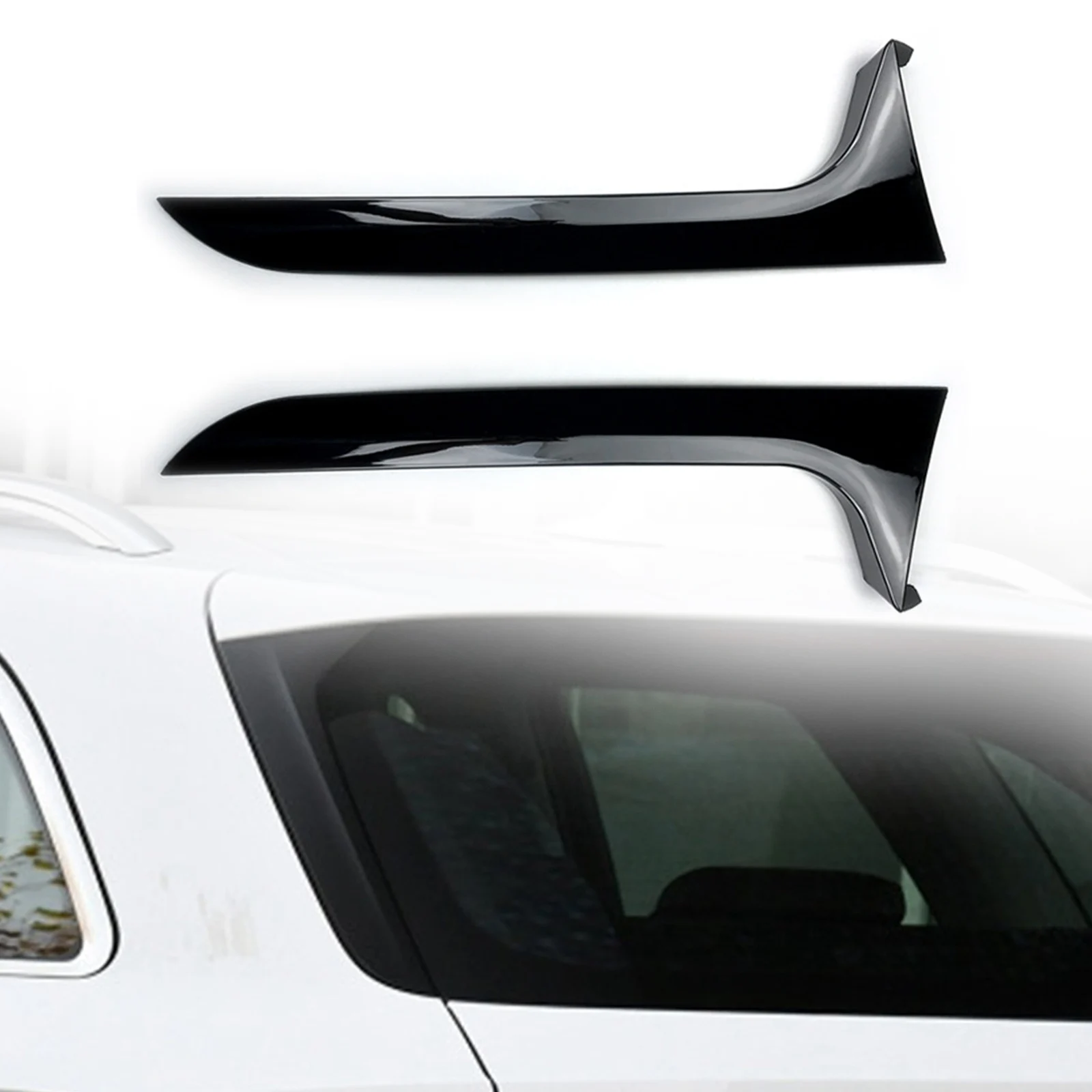 Black Rear Window Spoiler Side Wing Cover For 2012-2018 Audi A6 C7 Allroad Avant