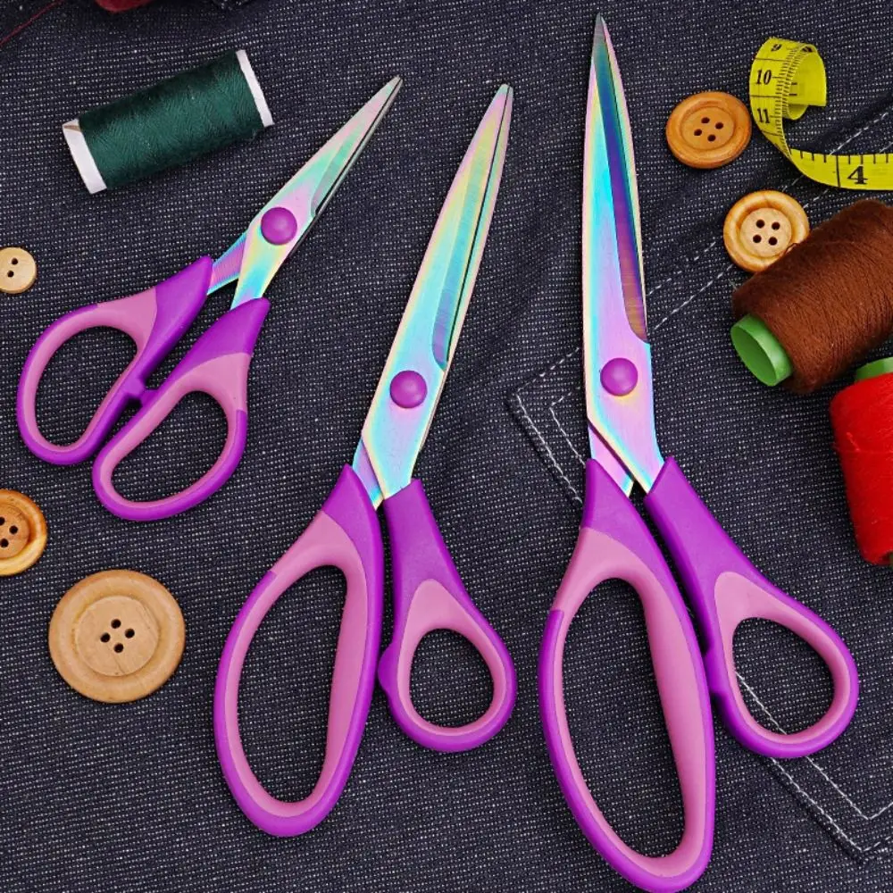 Titanium Craft Office Tailor Scissors 8/7/5 Inches Colorful Handmade Scissors Sewing Tools Titanium Plated