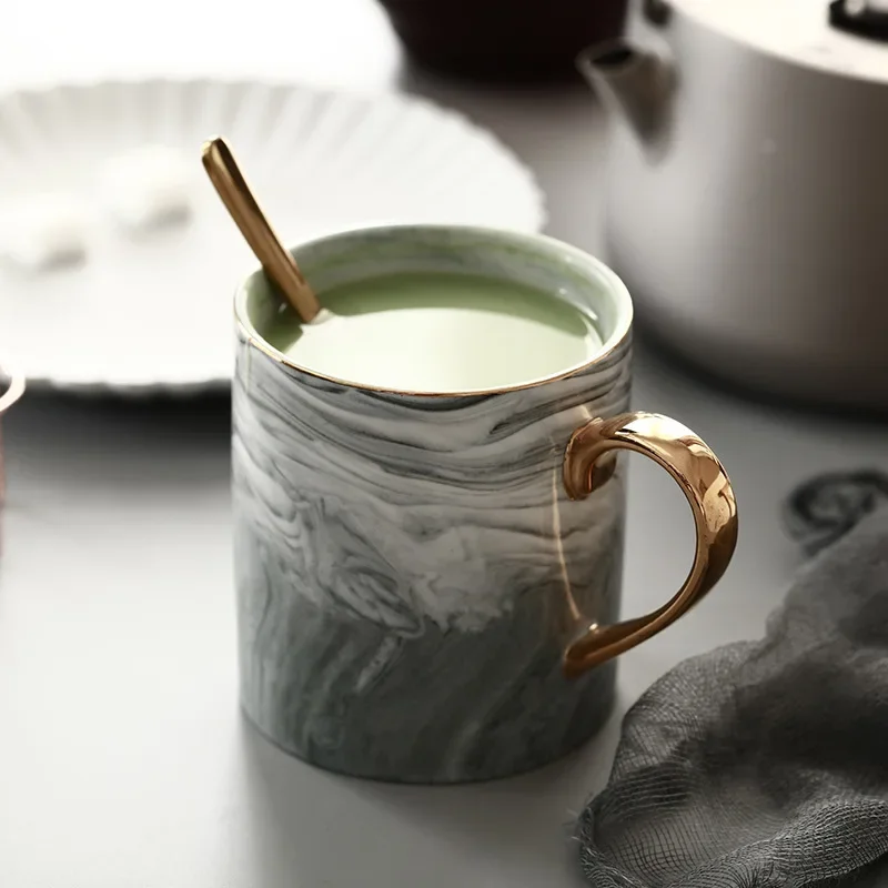 

Gold Marble Porcelain Coffee Mug, Ceramic Tea Cup, Milk Cup, Creative Wedding Gift