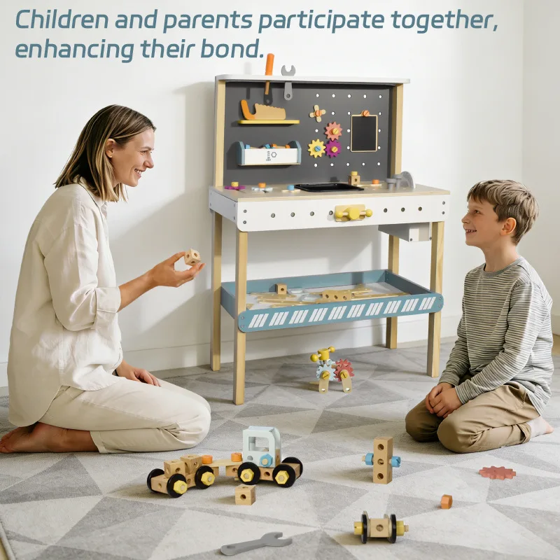 Wooden Repair Tool Table Toy Boy Screw Repair Operation Play House Kitchen