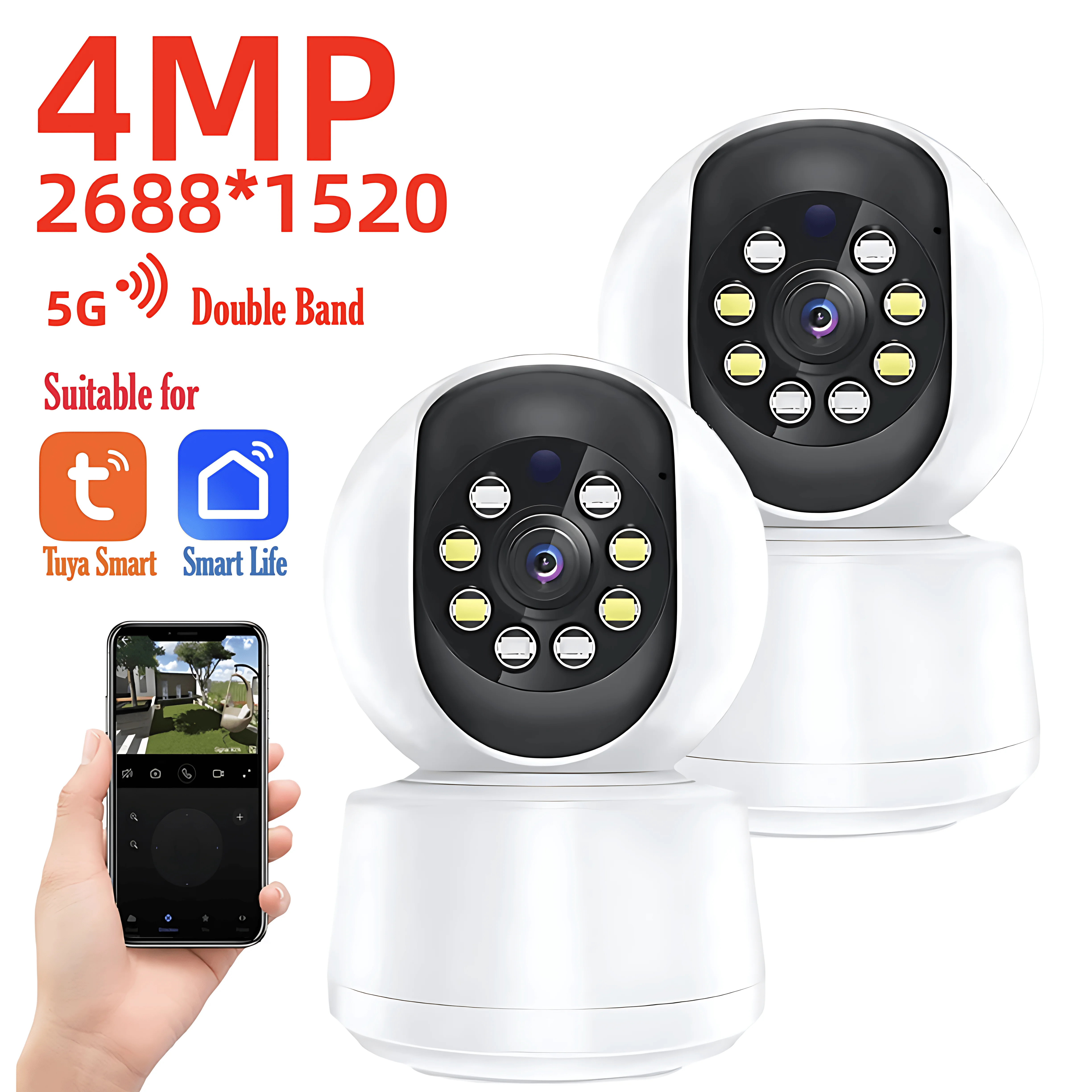 5G Tuya 3MP/4MP WiFi Smart IP Camera AI Human Detect Color Night Vision Surveillance Camera Smart Life Baby Monitor Smart Home