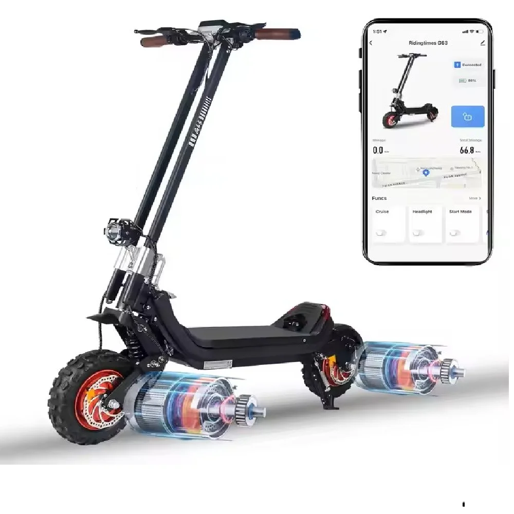 

New Arrival 50kmh Electronic Oil Electronic Brake Off Road Electric Scooters 2400W