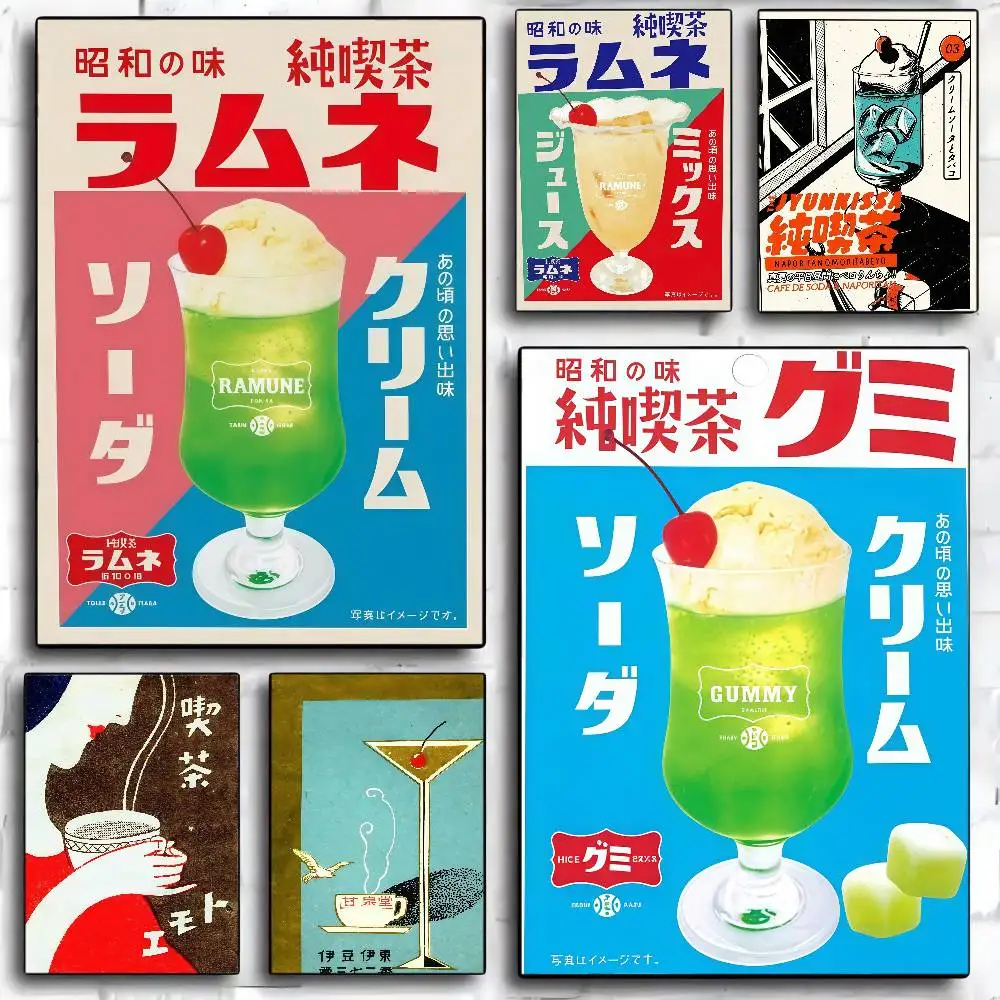 Frameless Japanese Tea Drinks And Ice Classic Movie Posters Vintage Room Bar Cafe Decor Nordic Home Decor