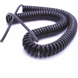 Factory direct sales high quality spring screw cable 4 core black retractable power cord retractable wire